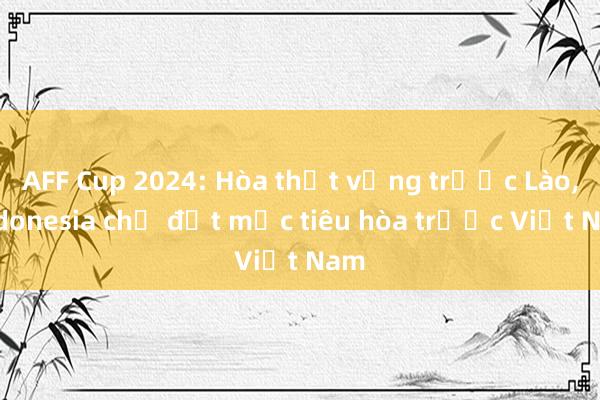 AFF Cup 2024: Hòa thất vọng trước Lào， Indonesia chỉ đặt mục tiêu hòa trước Việt Nam